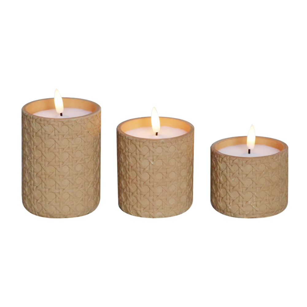 LED Realistinen liekki -akku sementti 3D Wick -kynttilä