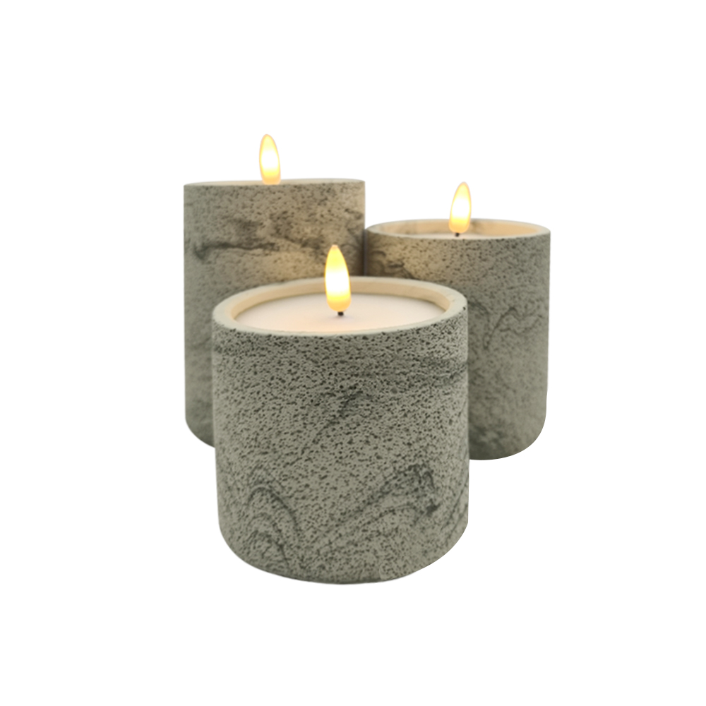 LED 3D -elektroninen rasva Pilar Cement -betonikynttilä